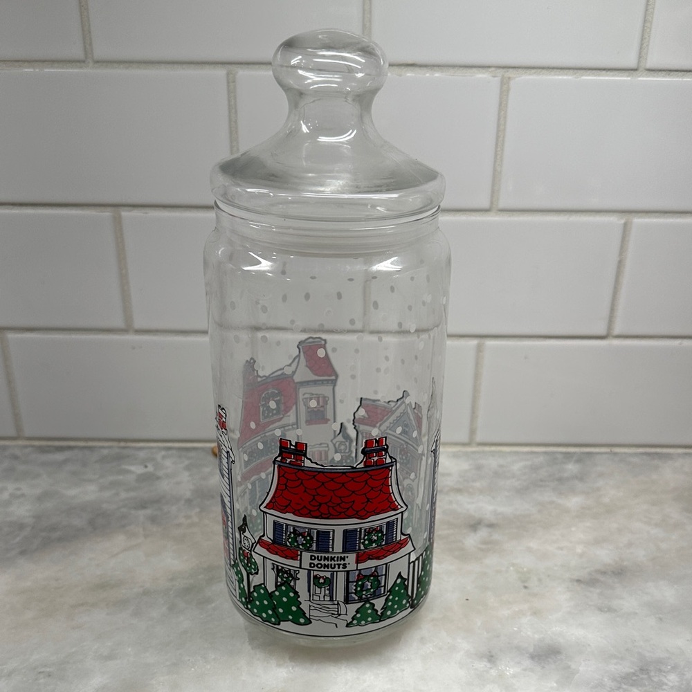 Holiday Glass Cookie Jar with Red and Green Accents